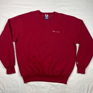 Vtg Champion Mens Crewneck Sweatshirt 2XL 90s Script Embroidered Burgundy B6